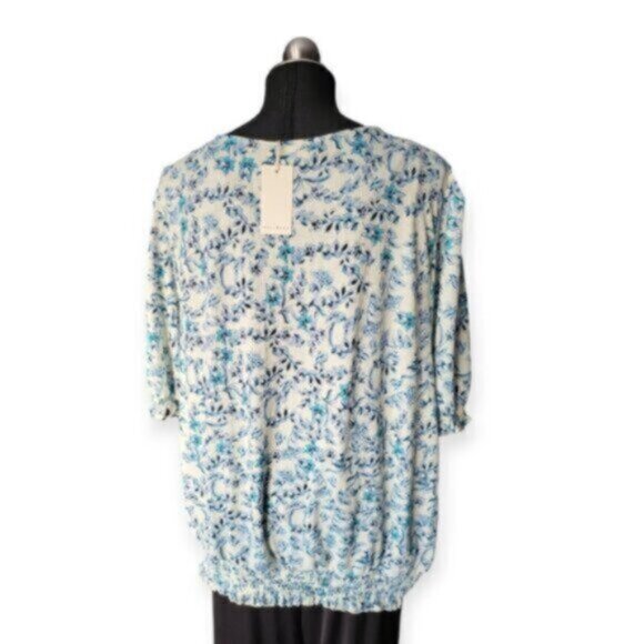 Blue Floral Ruffle Blouse MELLODAY Size 2X - Picture 4 of 11